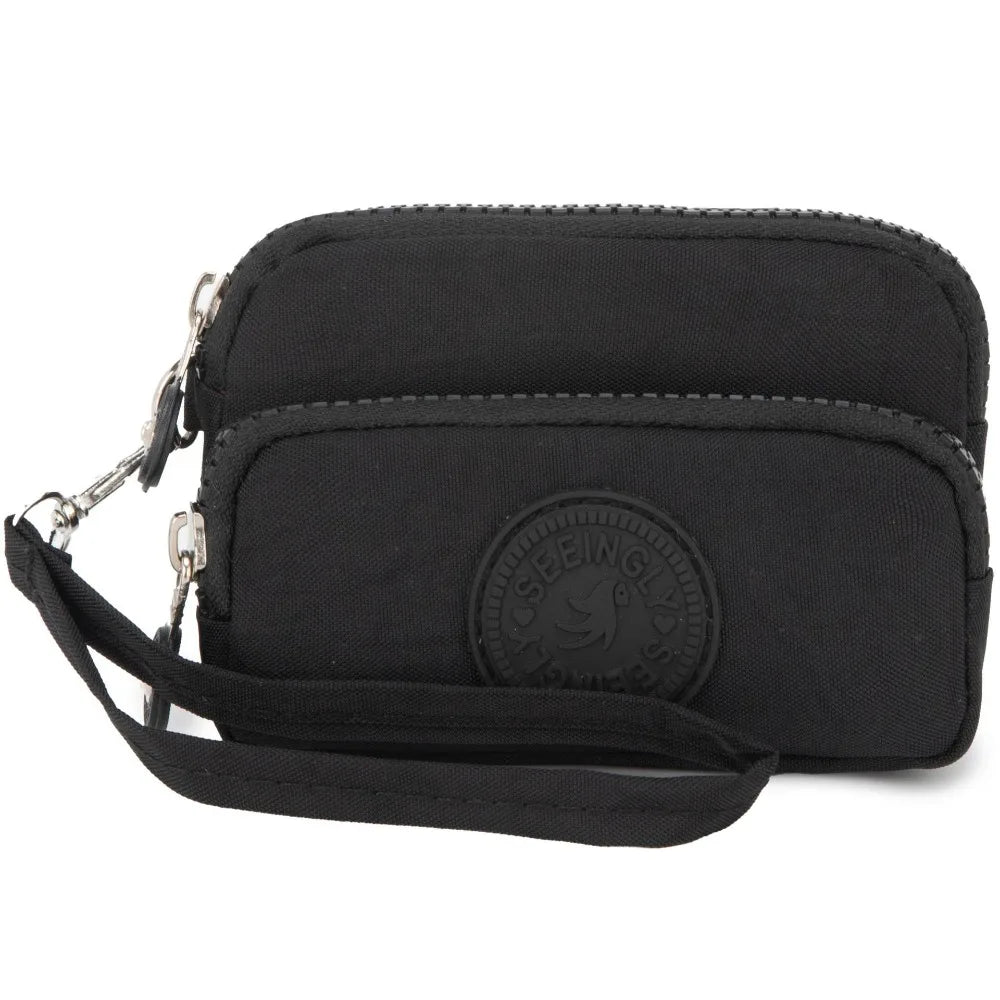 New Waterproof Coin Purse with Key Ring | Solid Color Card Holder & Large Capacity Wear-Resistant Handbag (Unisex Storage Bag)