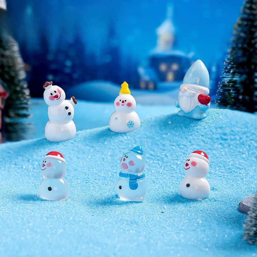 10/50 Luminous Gift Box Snowman Terrarium Dollhouse Fairy Garden Figures Micro Landscape Ornaments Figurines Christmas Miniature
