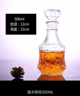 Novelty Design Multi Styles Barware Wine Glass Bottle 250-1000ml Lead-free Glass Whiskey Decanters for Liquor Scotch Bourbon