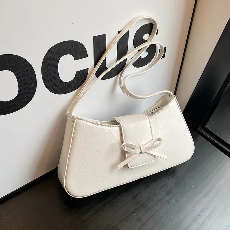 High-Grade Sense Retro Women's Underarm Bag | Spring New PU Leather Lady Commuter Shoulder Bag (Solid Small Handbags for Women)