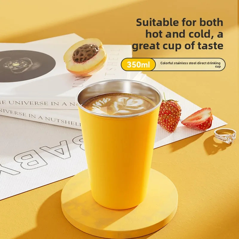 304 Stainless Steel lce cup 6 Color Options Coffee cup Leak - Proof Double use Direct Drink & Straw  Food Grade Stackable