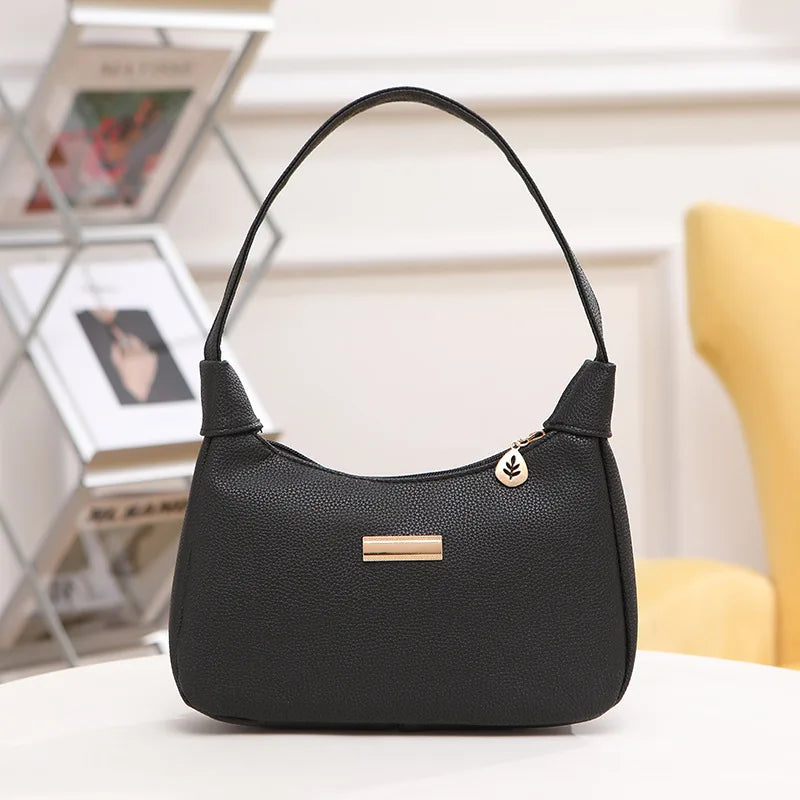 Women's Retro Solid Color PU Leather Handbag | Fashion Shoulder Underarm Casual Hobo Bag for Ladies