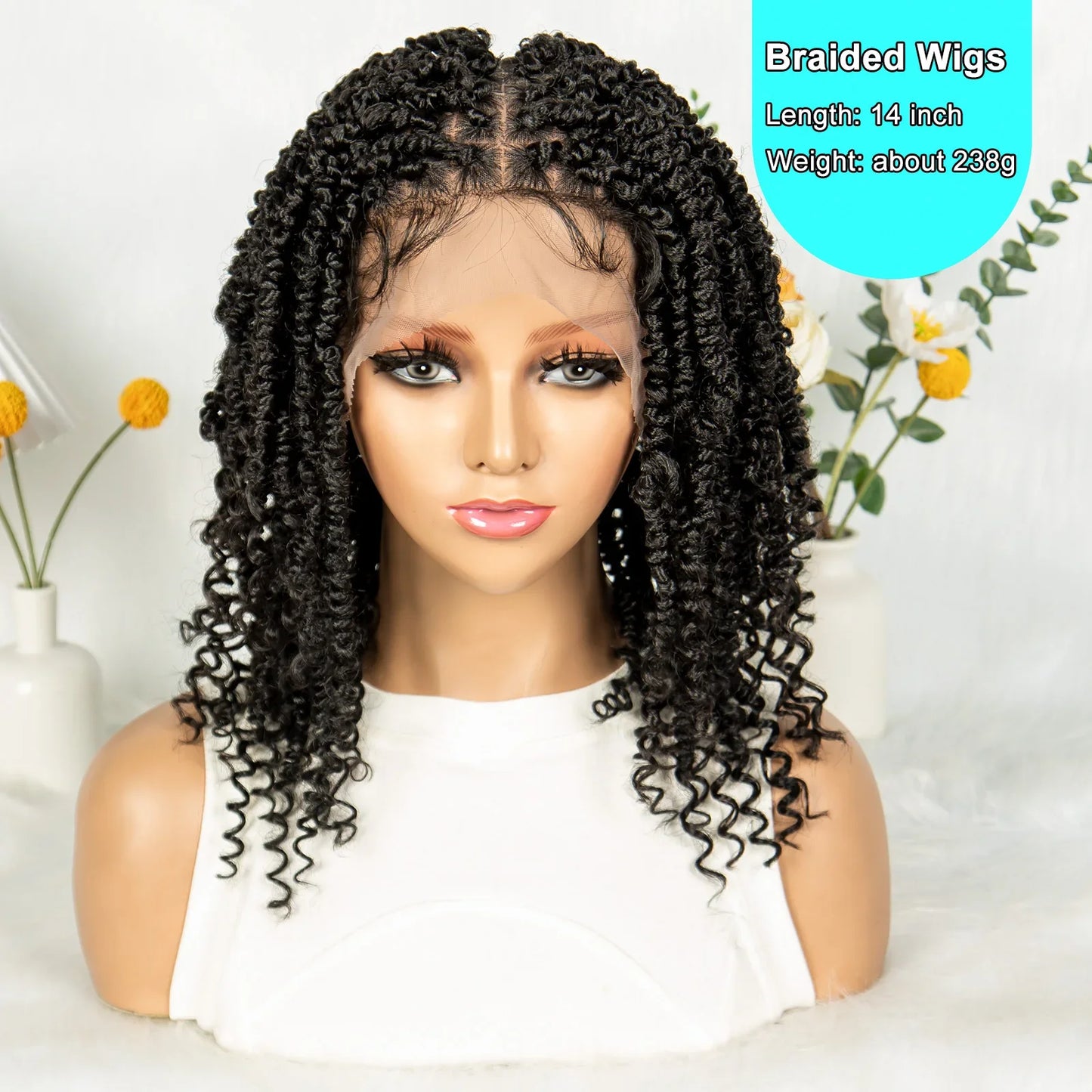 Short Length Box Braided Wig Full Lace Braided Wig Curly Hair With Baby Hair Braiding Wig Twisted Dreadlocks Wig For Women