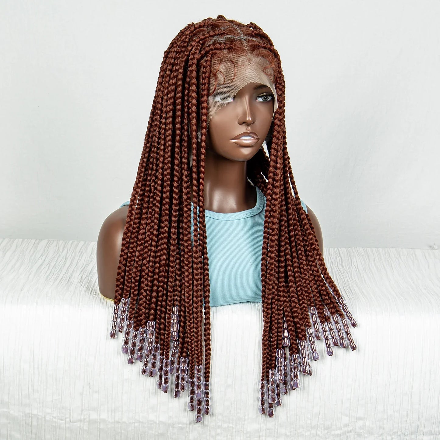 Ginger Beaded Knotless Braids Wig | Full Lace Frontal | 350#