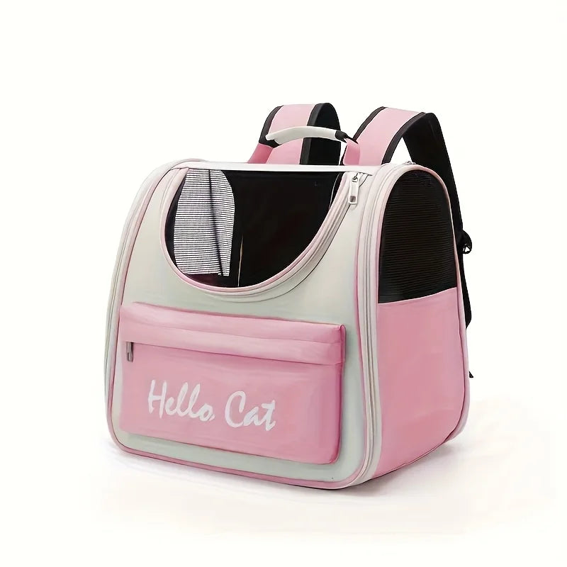 Large capacity collapsible pet backpack with zip closure, handle and mesh vent, perfect for cats and small dogs traveling