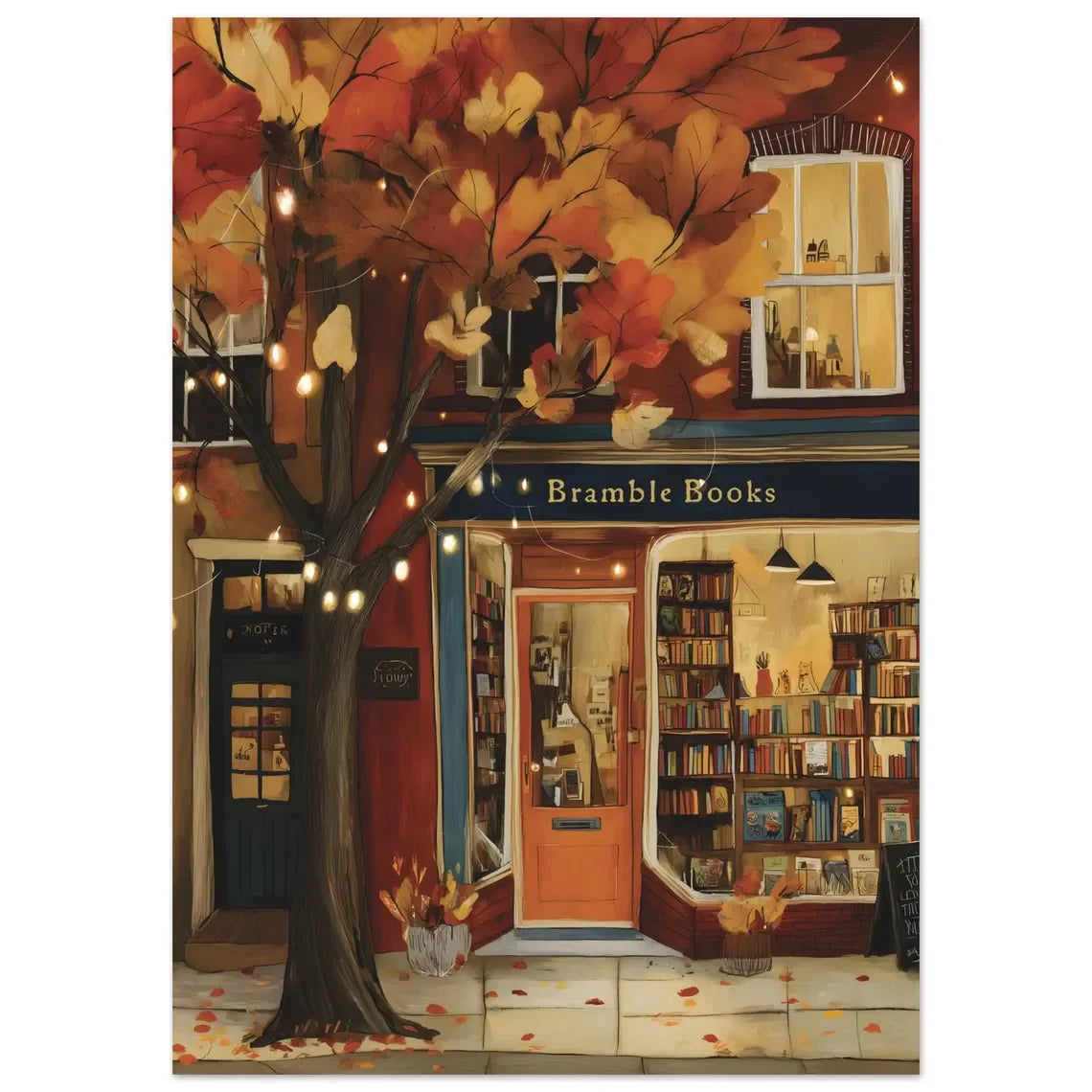 Bookstore Art Print, Cozy Bookshop Illustration, Library Wall Decor, Gift for Book Lover, Reading Nook Poster, Home Office Liter