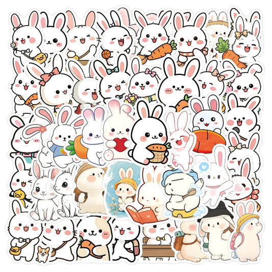 60/120PCS Cute Animal Series Rabbit Graffiti Stickers Luggage Water Cup Scooter Stickers