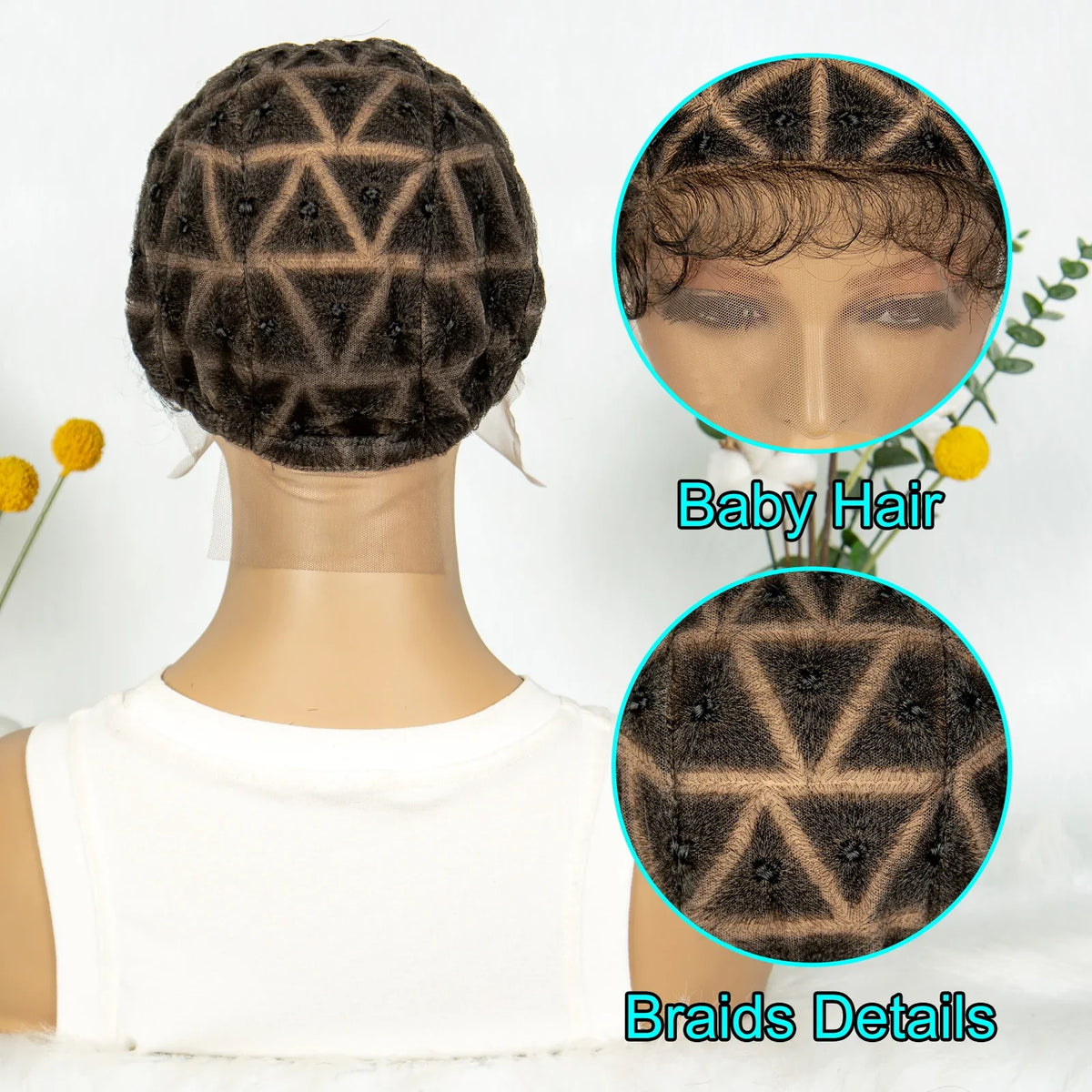 Kima Pre-Parting Double Lace Wig Cap for Boho Crochet Braids with Baby Hair