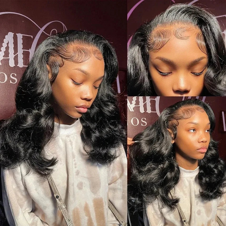 Brazilian Body Wave Bob Wig | 13x6 HD Transparent Lace Front & 13x4 Lace Frontal Human Hair Wig (Pre-Plucked 14-16 Inch for Women)