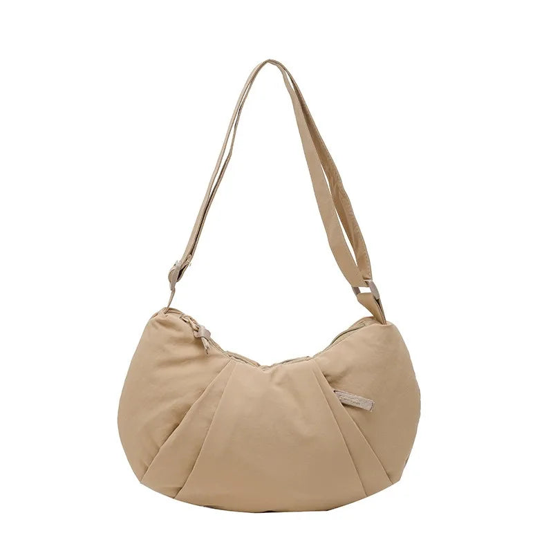 New Large-Capacity Crescent Bag for Women | Trendy Casual Nylon Shoulder & Crossbody Bag (Simple Croissant Style, Commuting)
