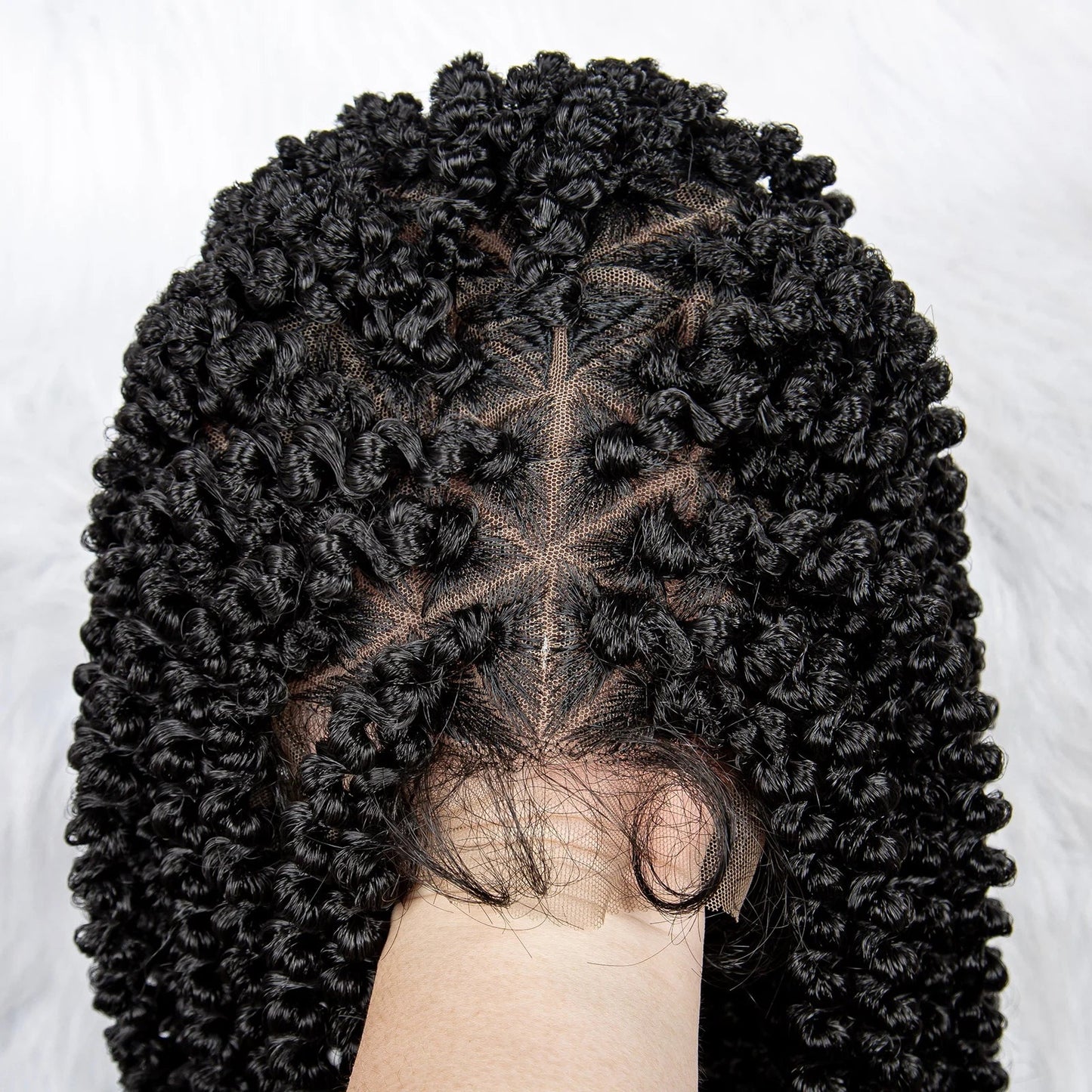 KIMA 18" Curly Tip Braided Wig | Full Lace with Baby Hair