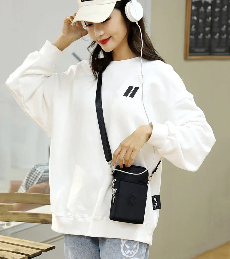New Women's Mobile Phone Bag | Nylon Cell Phone Bag & Coin Purse Strap Shoulder Bag (Small Crossbody Wallet Travel Purse)