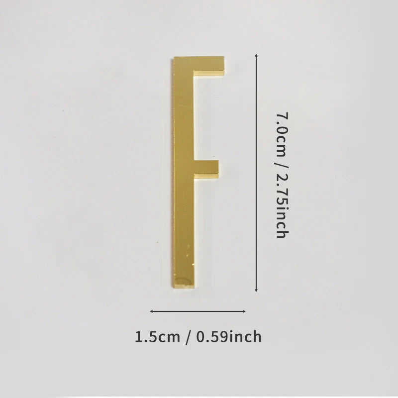 Golden Self Adhesive House Number Metal English Alphabet Letters for Apartment Room Door Plate Table Mailbox Number Stickers 7cm