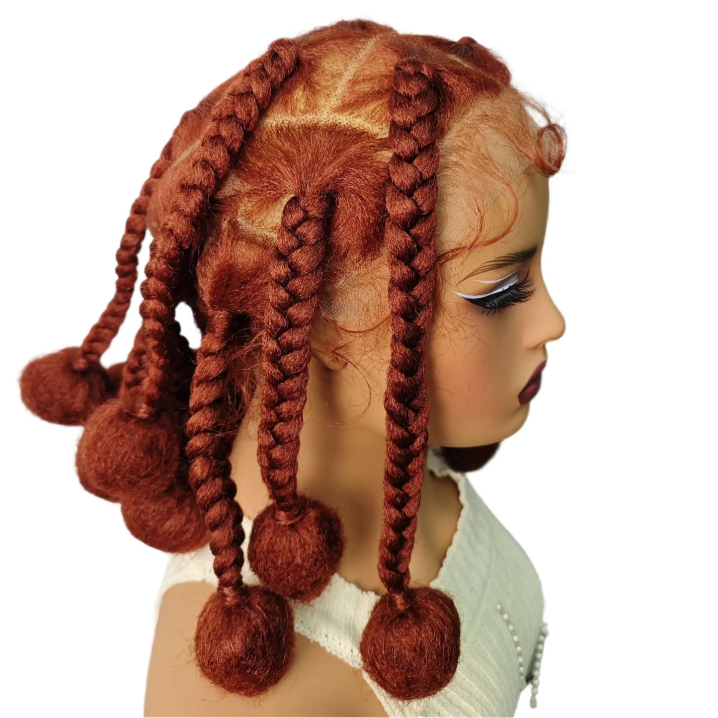 12" Ombre #27 Synthetic Braided Wig - Transparent Lace Front, Box Braids, Baby Hair