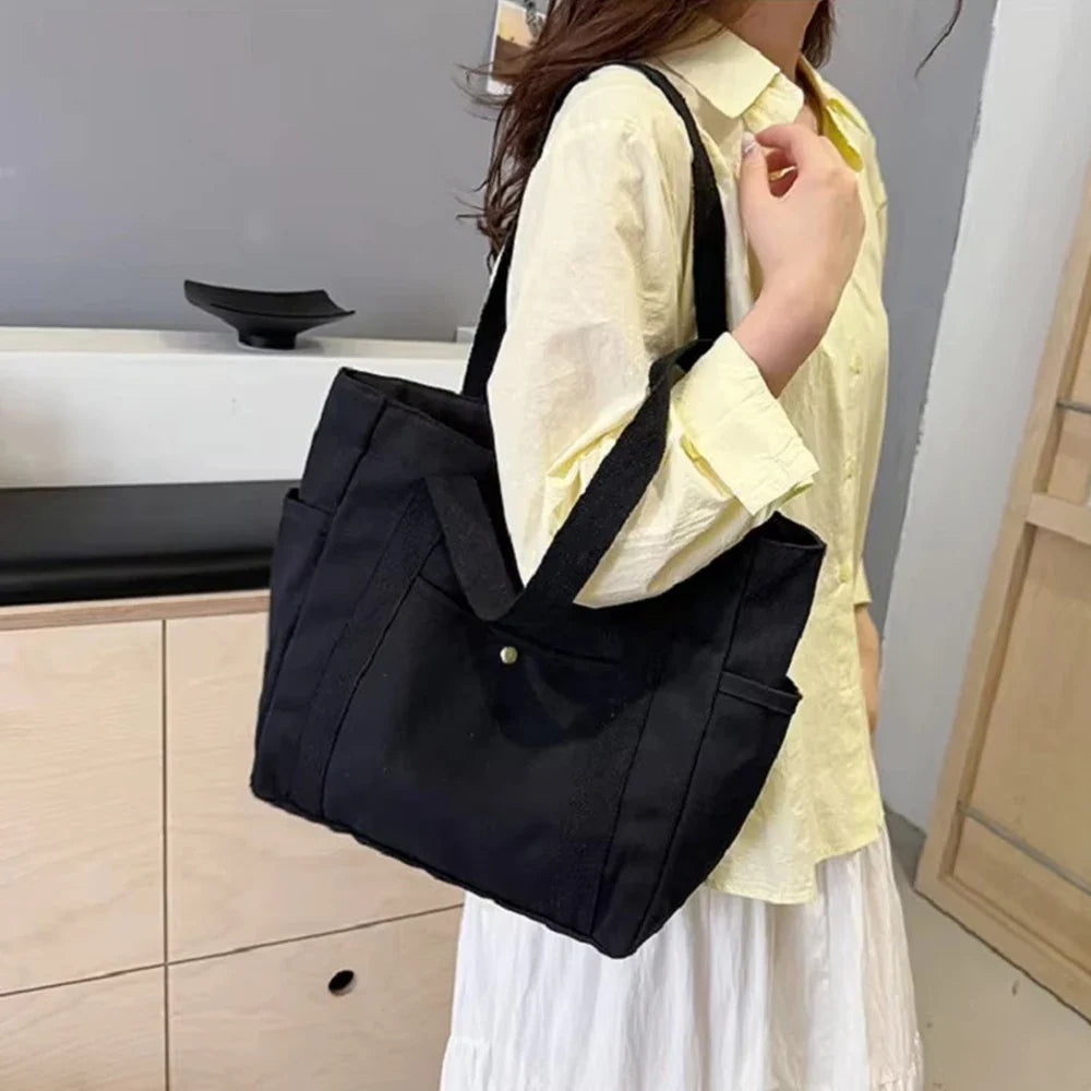 Tinker Bell Large Capacity Canvas Tote Bag | Work Commuting & College Style Student Shoulder Bag (Book Bag, Shopping Bag, Zipper Closure)