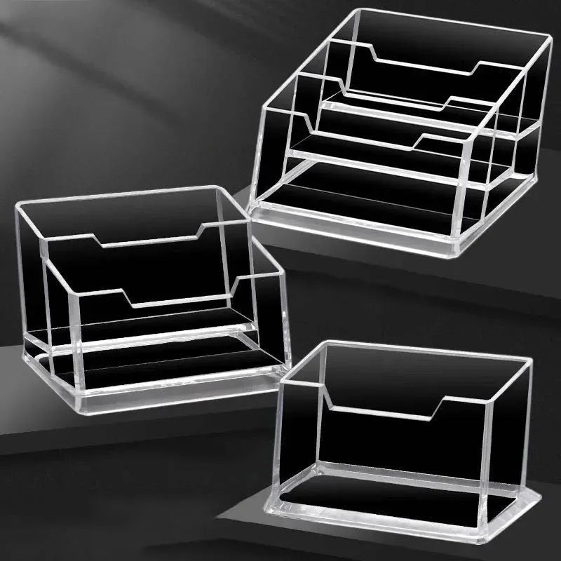 1pc Transparent Desktop Acrylic Shelf Storage Box – Display Stand & Business Card Holder