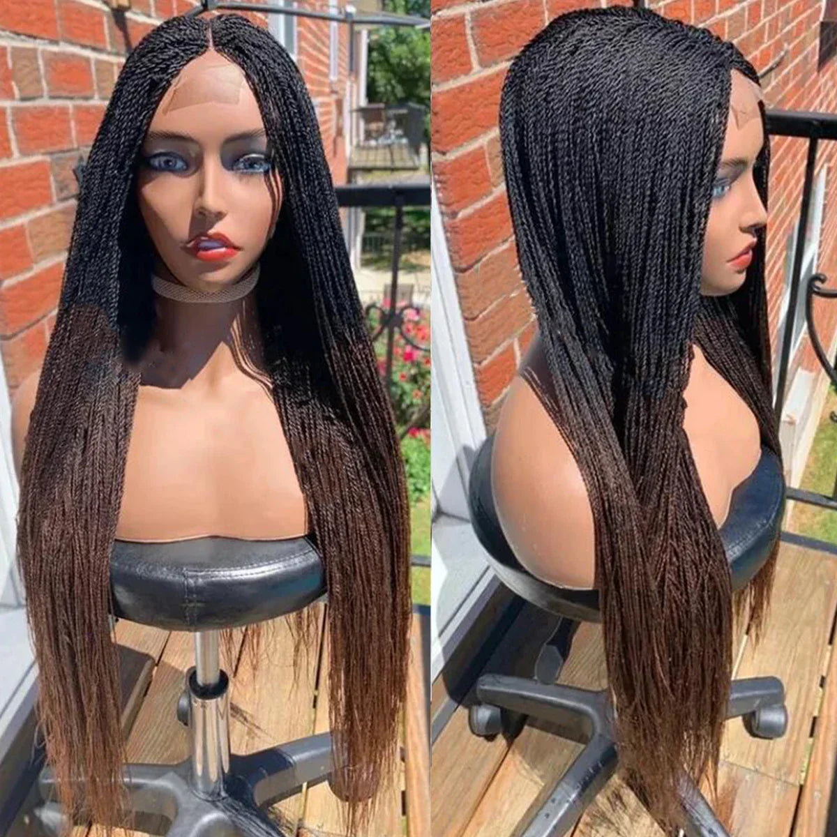 Ombre Blonde Knotless Box Braided Wig | Full Lace Braids Wig | Senegalese Twist, Passion Twist, Faux Locs Styles Available | Kanekalon Hair