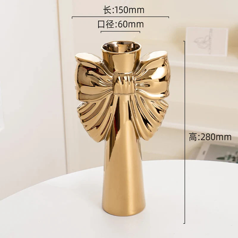 28cm Modern-Minimalist Bow Ceramic Vase, Perfect  Office  Living room decoration, Ideal  Hydroponic Plants & Home Decor