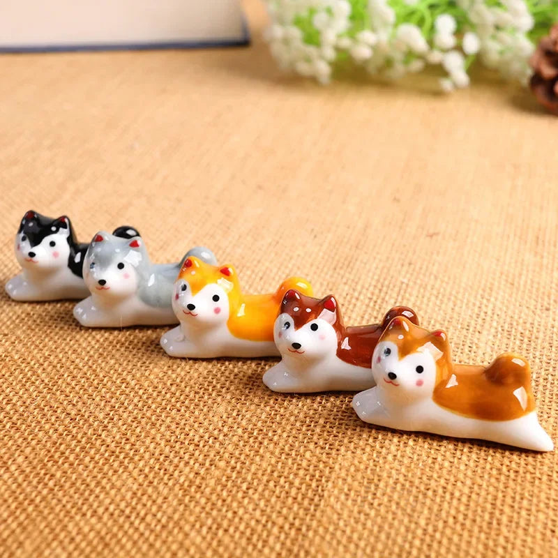 set Chopstick Rest Table Decor Ceramic Frog Chopsticks Spoon Rack Holder Durable Ornaments Set Fork Knife Stand Cat Tableware