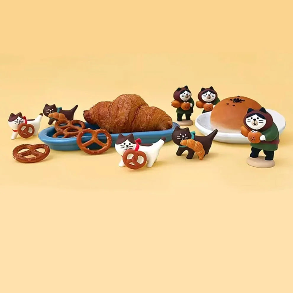 1pc ZAKKA Japanese Cat Food Bakery Coffee Shop Scene Decoration Resin Crafts Small Ornaments Croissant Donut Dessert Cupcake