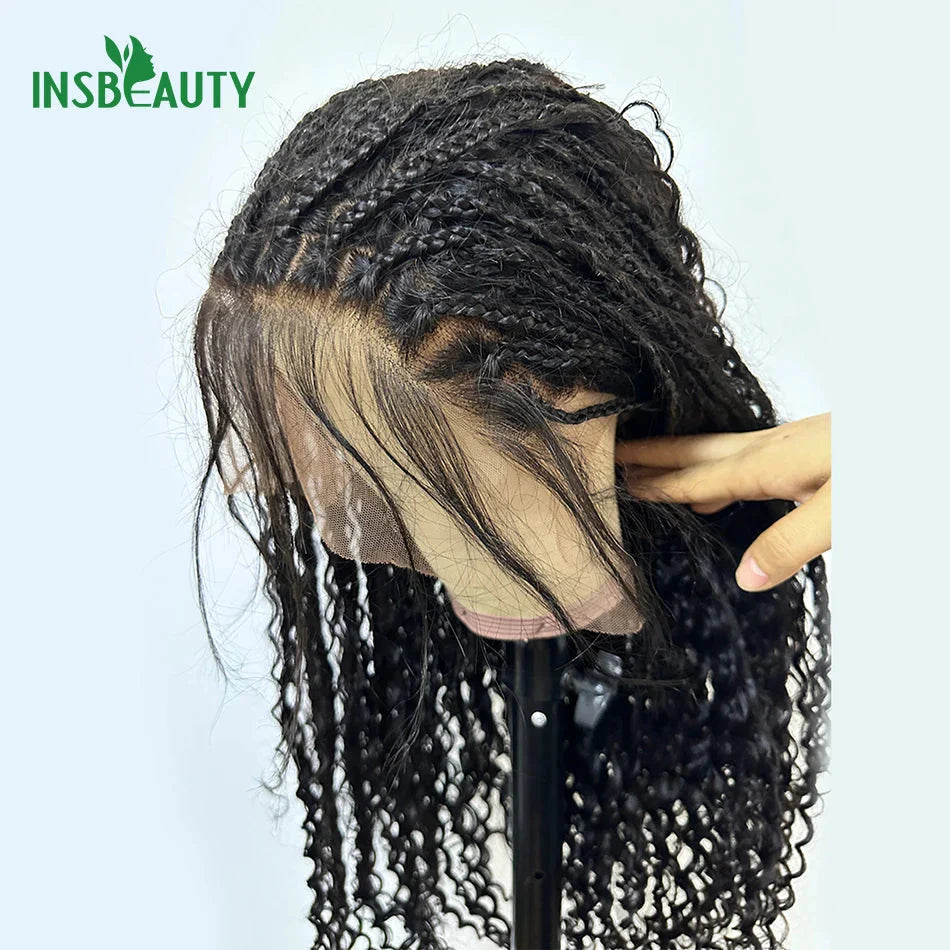 HD Lace Boho Knotless Braids Wig | Human Hair Curly Ends | 300 Density | 26"