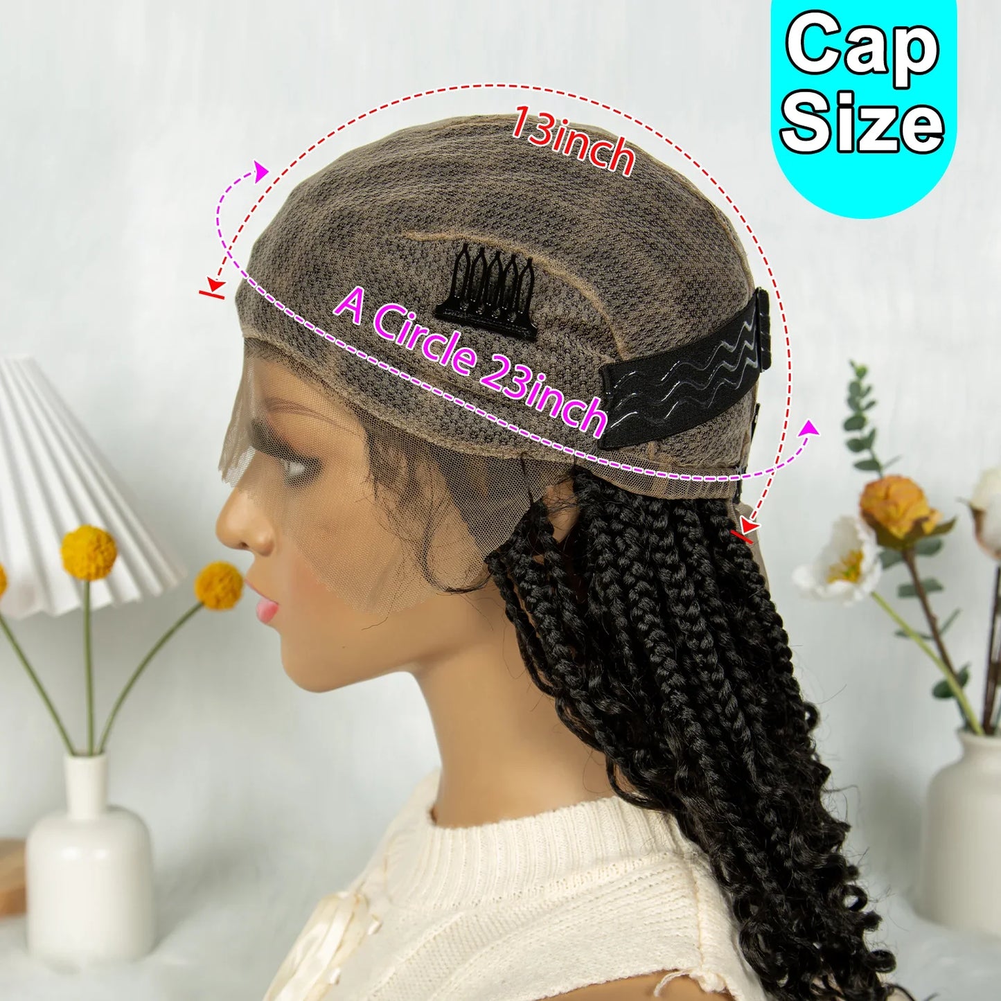 Short Boho Box Braids Wig | Curly Ends | Full Lace | Baby Hair | Synthetic Hair | Black Women