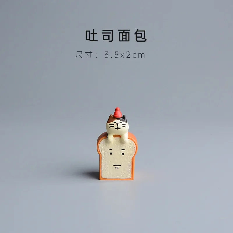 Cute Cat Bread Toast Model Toys Miniature Photography Props Figurines Gift Desktop Ornaments Figurine Decoration Crafts