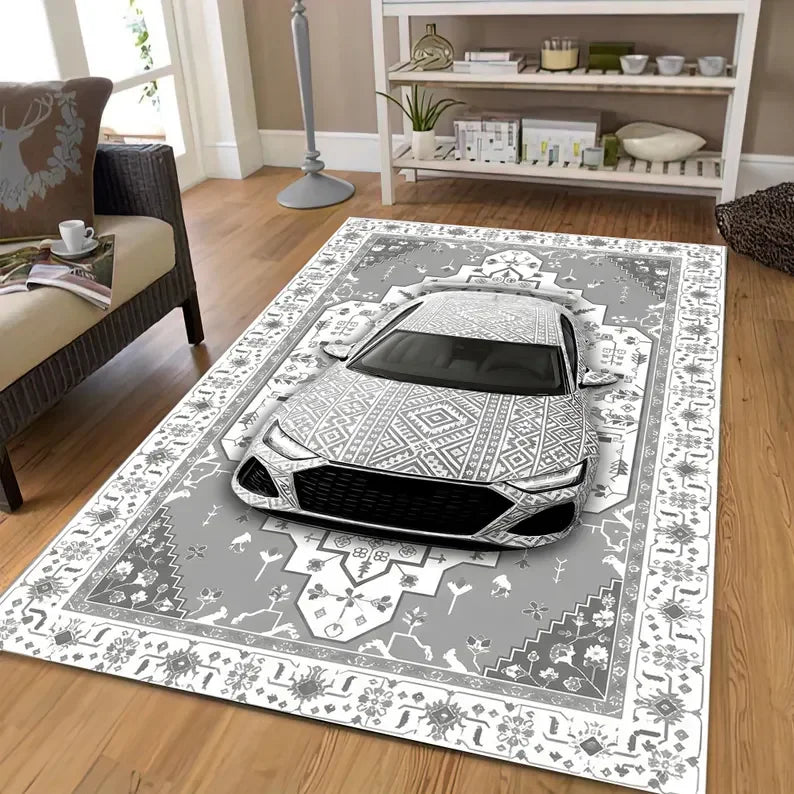 3D Optical Illusion Persian Style Carpet Mat Rug Car Embedded Pattern Home Decoration Floor Rugs for Living Room Bedroom Hallway