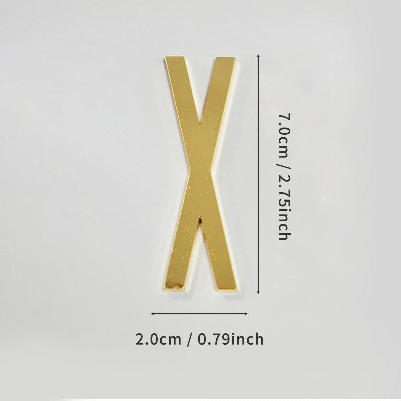 Golden Self Adhesive House Number Metal English Alphabet Letters for Apartment Room Door Plate Table Mailbox Number Stickers 7cm