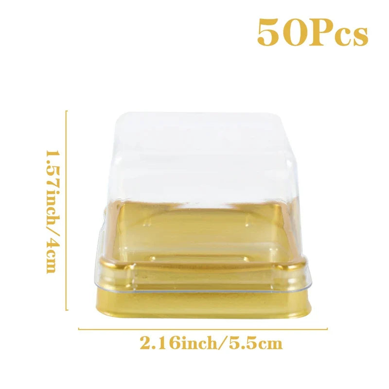 50pcs Transparent Cake Box Container Transparent Cupcake Dome Pastry Baking Packaging Boxes Wedding Party Supplies Gifts Decor