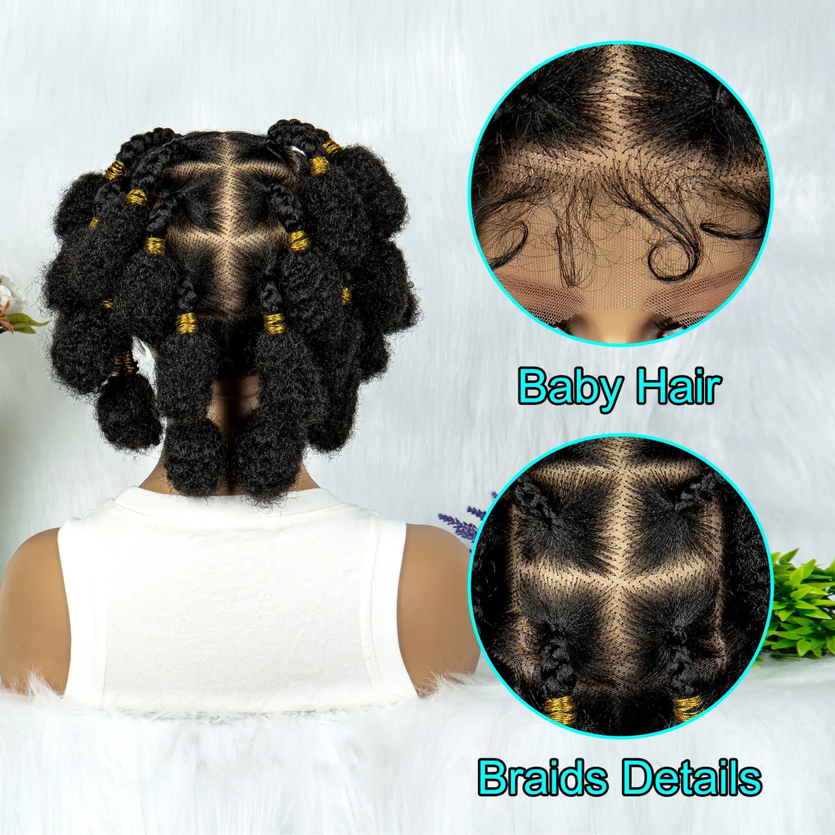 KIMA HD Full Lace Bantu Knot Braids Wig | Knotless Box Braids