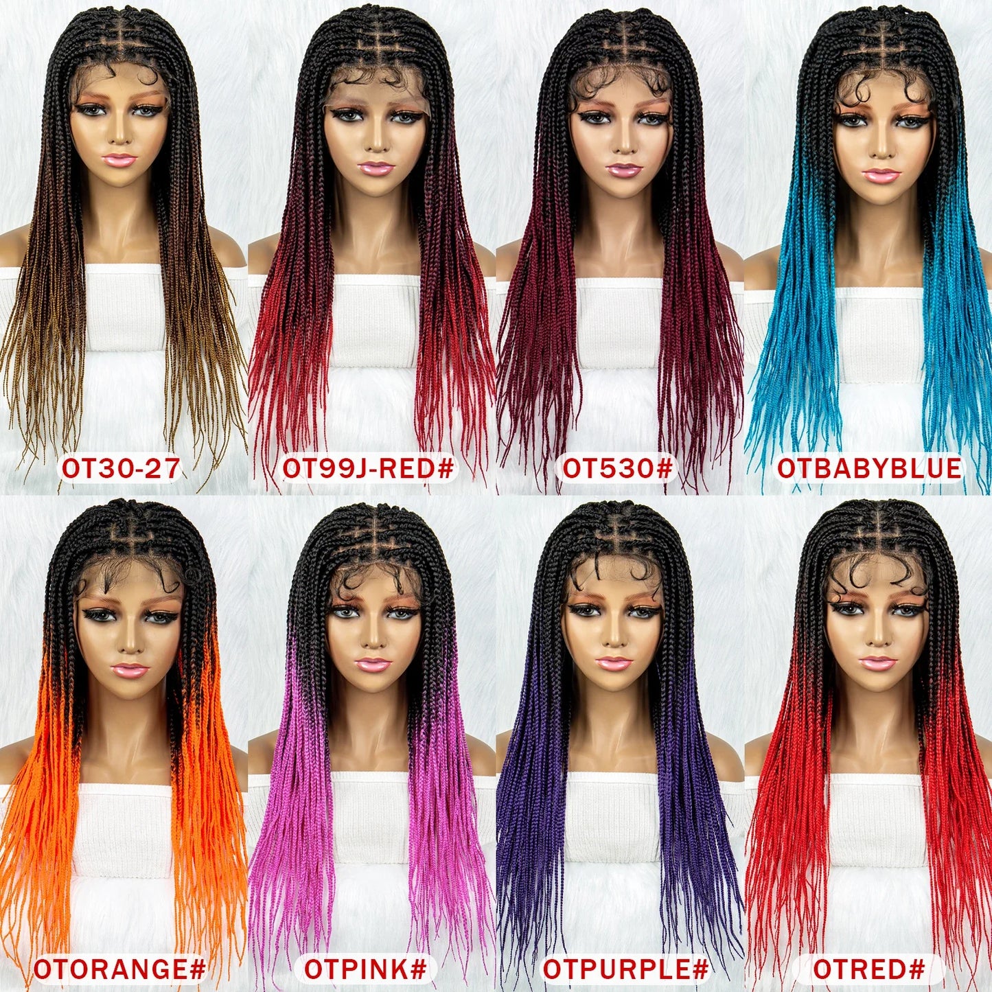 Colorful Knotless Box Braids Wig | Full Lace Front with Baby Hair