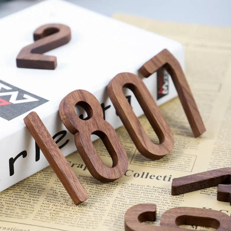 1Pcs 3Inch Walnut Mailbox Numbers with Magnet Wooden House Numbers for Outside 3D Address Numbers for House Apartment