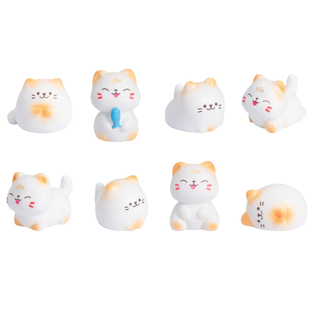 8pcs Mini Cats Ornament Fairy Garden Kitten Statue Gift Kids Children Baby Room Decoration Toys Miniature Figurines Home Decor