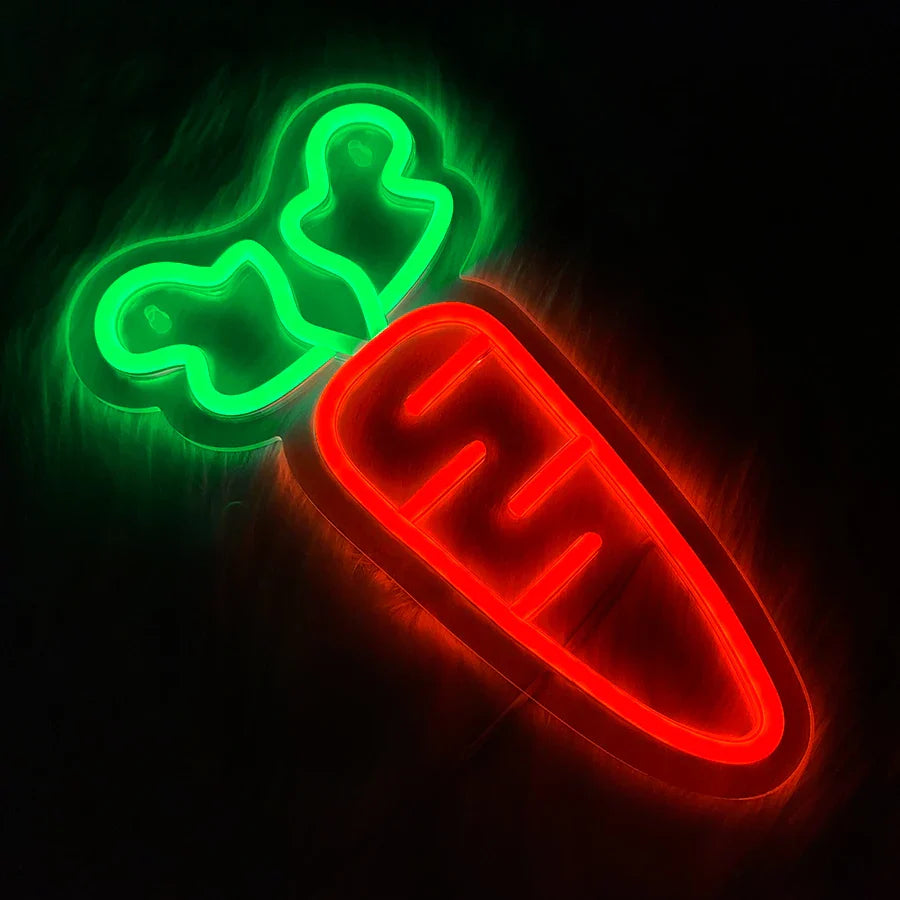 Carrot Led Neon Sign, Vegetable Wall Art Decor, Usb Powered, Used For Bedroom, Home, Restaurant, Kitchen, Bar Party Wall Lamp.