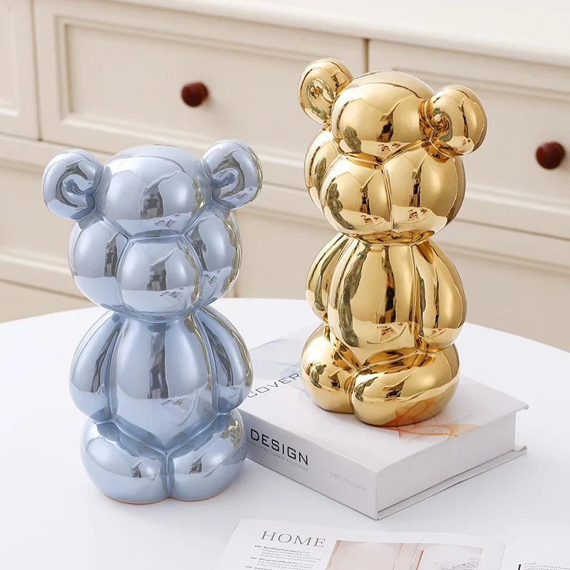 Ceramic Little Fat Bear  Sculpture Home Decor room Decoration Accessories Office Nordic Animal Decorative Sculptures  Figurines