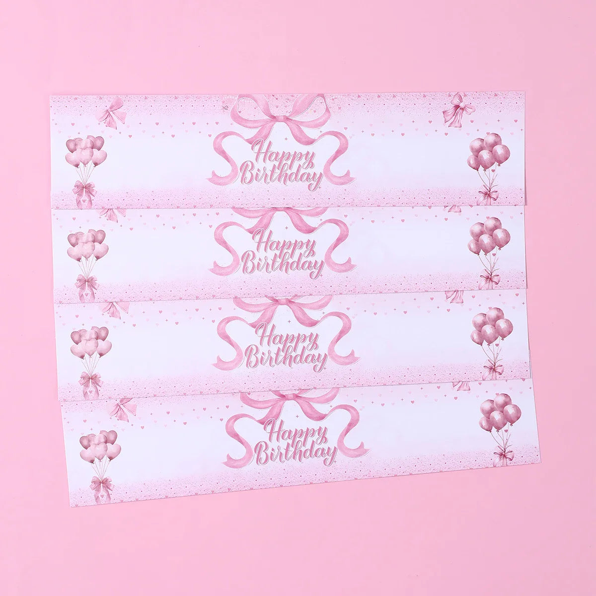 Pink Bow Bottle Stickers Happy 1st Birthday Party Decoration Kids Girl Wedding Birthday Party Supplies Favors Baby Shower Decor
