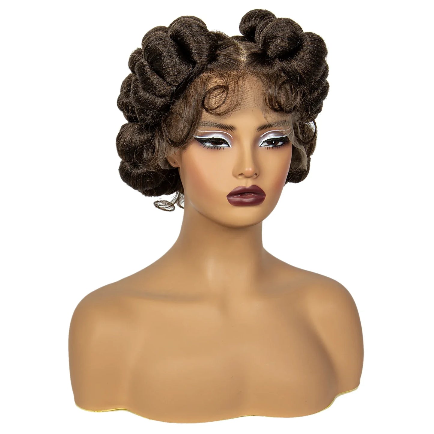 Ginger Orange Bantu Knotless Braids Wig | Full Lace | Short Bob | 350#