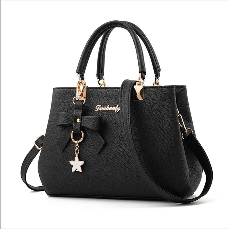 Famous Designer Brand Bags Women's Leather Handbags | Luxury Ladies Shoulder & Crossbody Purse (Fashion Tote with Rivets & Tassels)