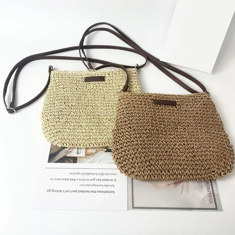 Woven Summer Fashion Straw Bag | High Quality Beach Holiday Crossbody Bag (Large Capacity Shopping Shoulder Handbag for Women)