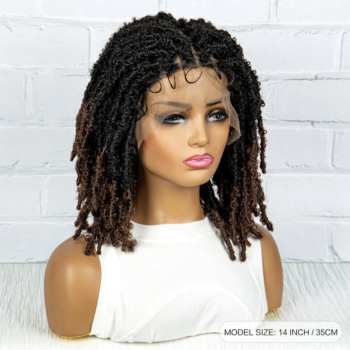 Burgundy Short Faux Locs Wig | Knotless Braids | Synthetic Lace Front | With Baby Hair | For Women