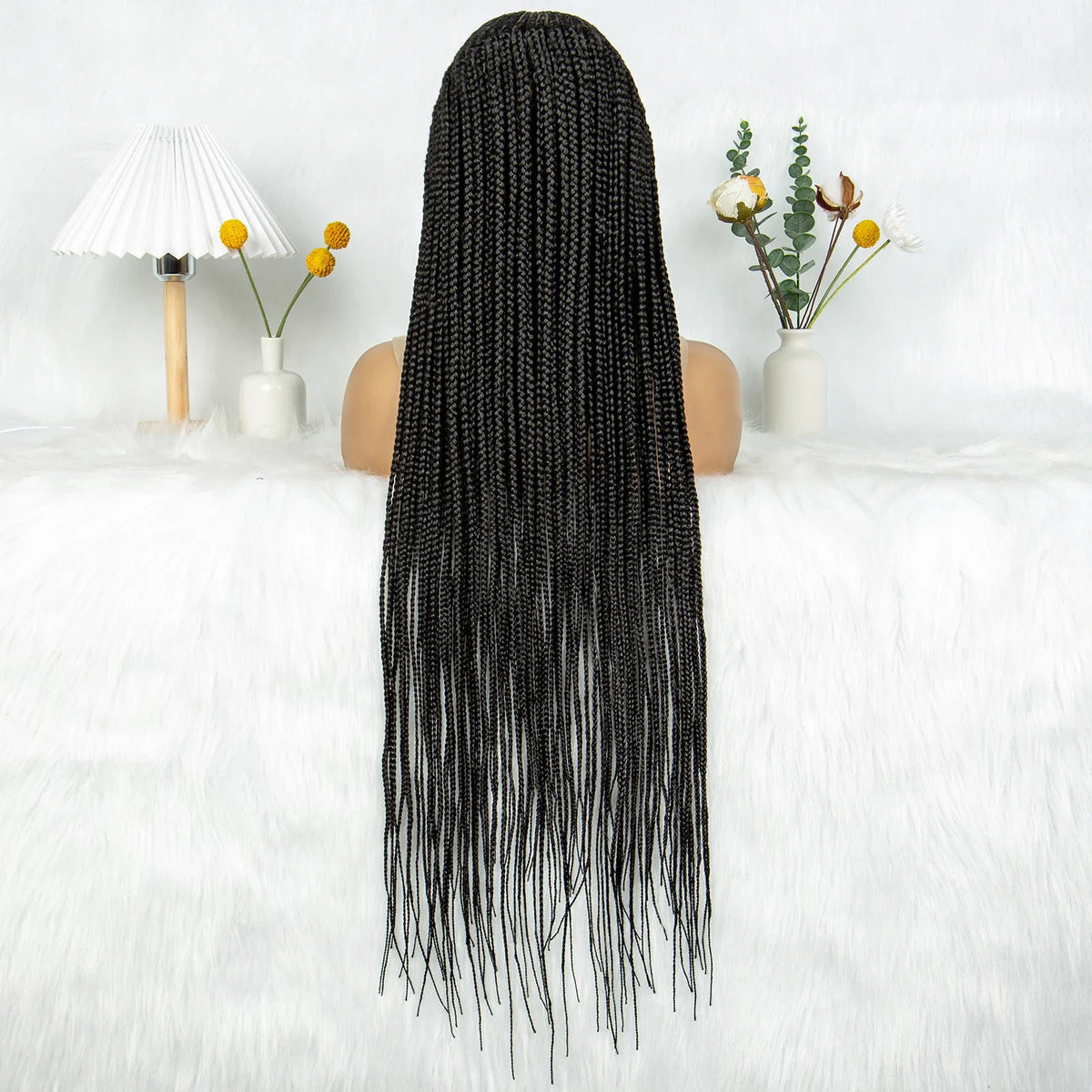 Knotless Box Braids Cornrow Full Lace Braided Wig | Synthetic Crochet Hair for Black Women