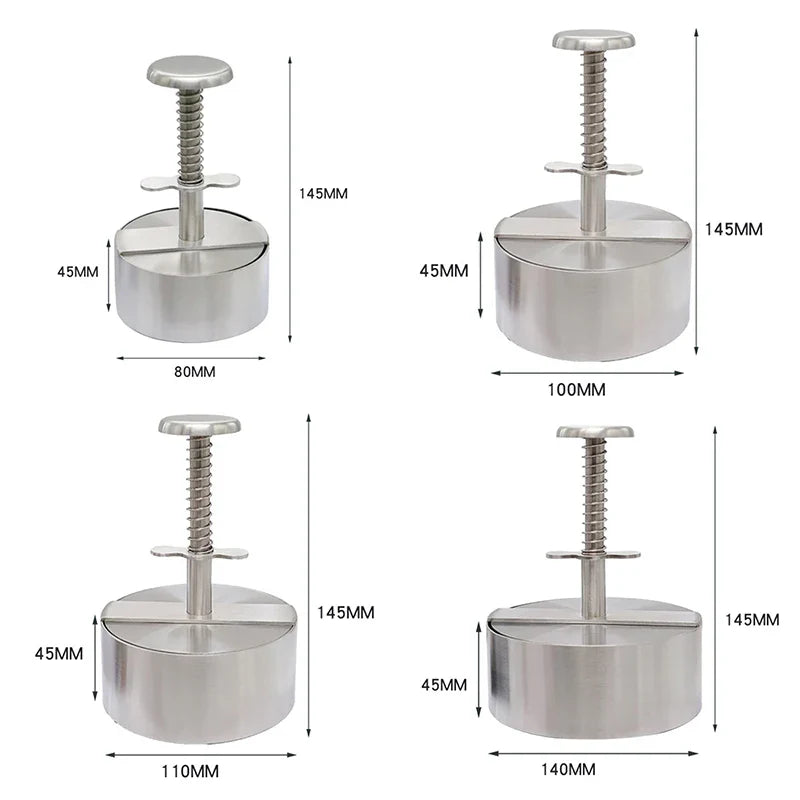 304 Stainless Steel Hamburger Meat Press Patty Maker Round Non-Stick Thickness Adjusted outdoor picnic Kitchen Beef Rice BBQTool