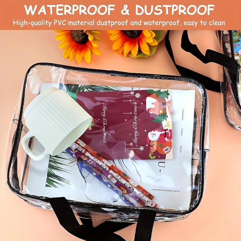 4pcs large toy storage bags multi-purpose zipper transparent PVC waterproof suitcase, suitable for building blocks