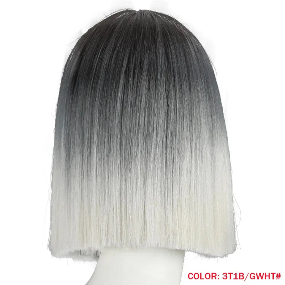 10 Inch Ombre Brown Straight Short Bob Wig | Synthetic Lace Front Wigs for Women (Heat Resistant Fiber, Cosplay & Daily Use)