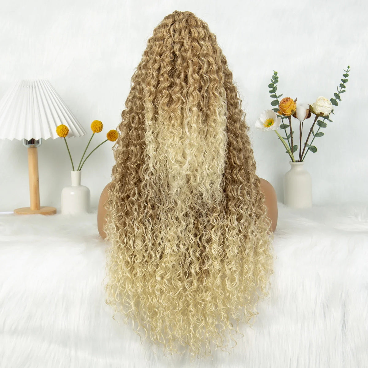 Kima Synthetic Cornrow Braided Wig | 13x4 Lace Front | Ombre Ponytail | Curly Braids | Black Women