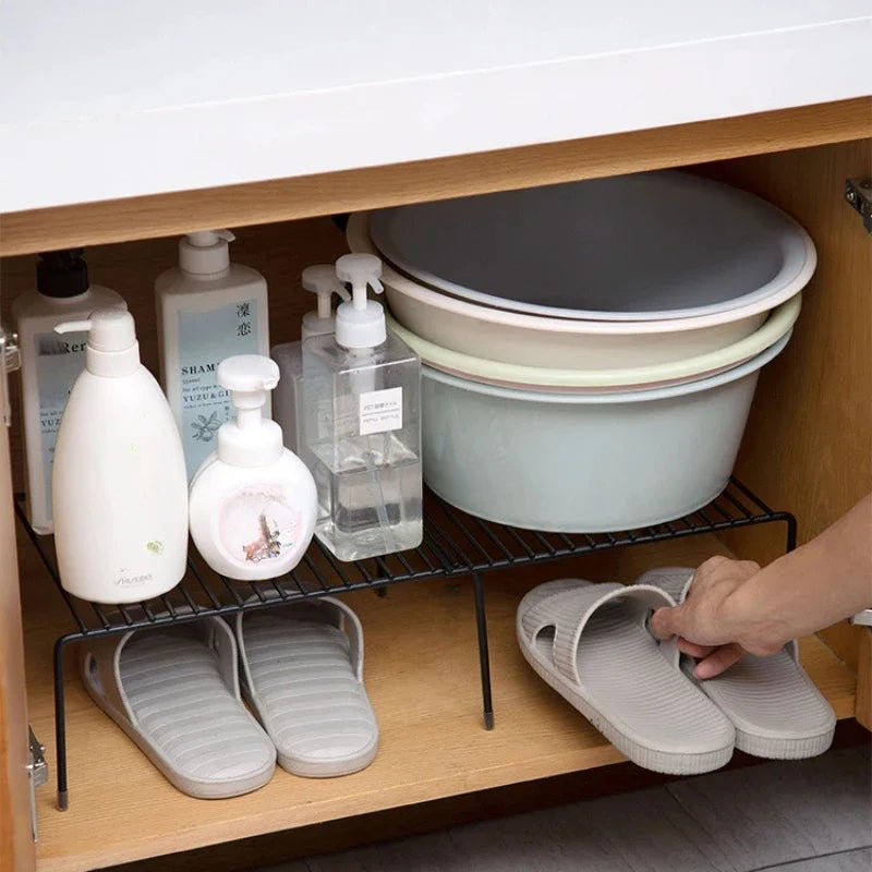Retractable Iron Seasoning Rack – Multifunctional Cabinet Organizer with Wash Basket & Spoon Holder