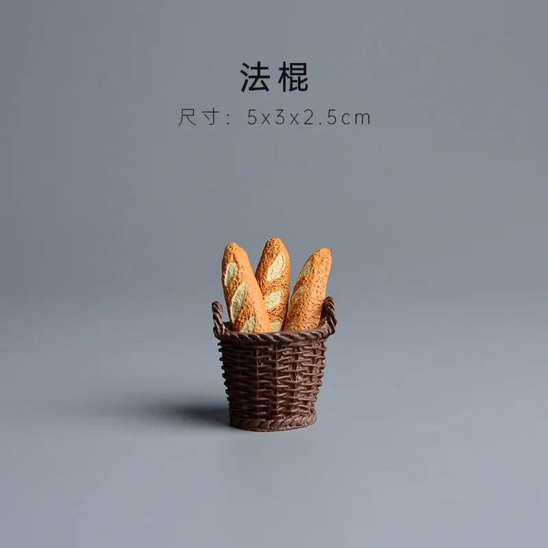 Cute Cat Bread Toast Model Toys Miniature Photography Props Figurines Gift Desktop Ornaments Figurine Decoration Crafts