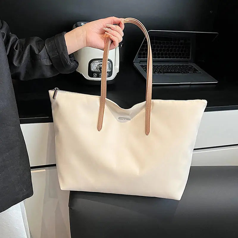 Women's Tote Bag | Simple Fashion Commuting & Shopping Shoulder Bag (New Nylon Waterproof Large Capacity Cloth Bag)