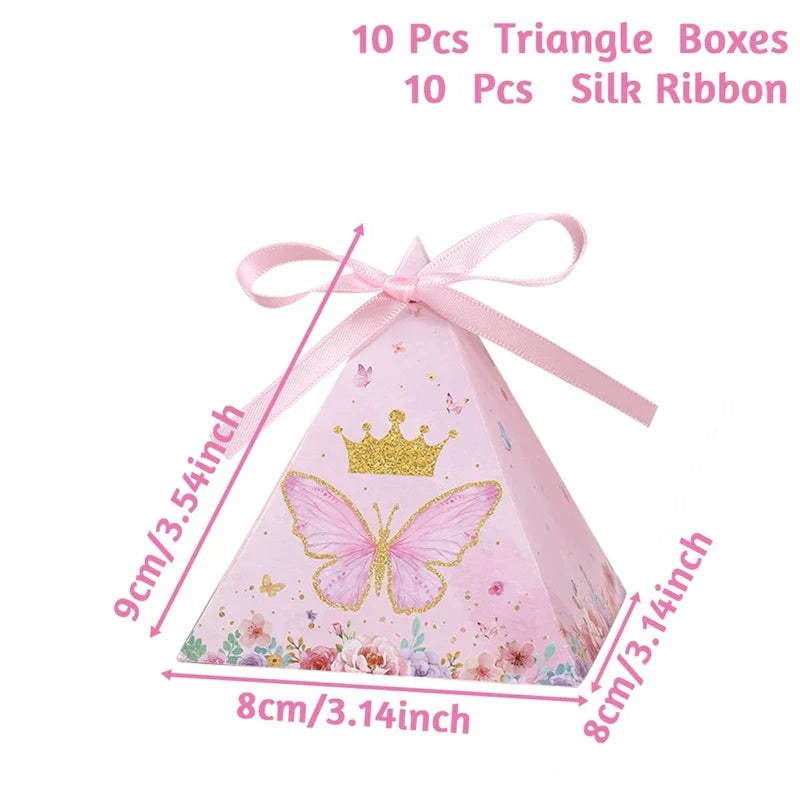 Butterfly Candy Gift Box Pink Purple Butterfly Birthday Party Decorations Kids Wedding Supplies Baby Shower Cookie Biscuit Box